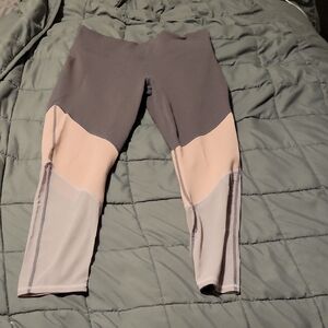 Fabletics Gray and Cream Colorblock Leggings